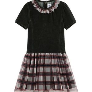 NEW - PETIT BATEAU GIRLS BLACK VELVET & TULLE HOLIDAY PARTY DRESS - SIZE 12